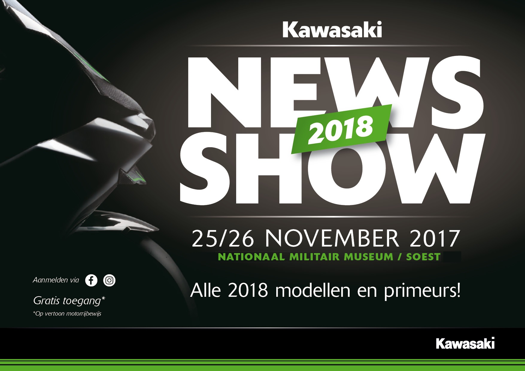Kawasaki presenteert het Kawasaki 2018 nieuws op eigen show!
